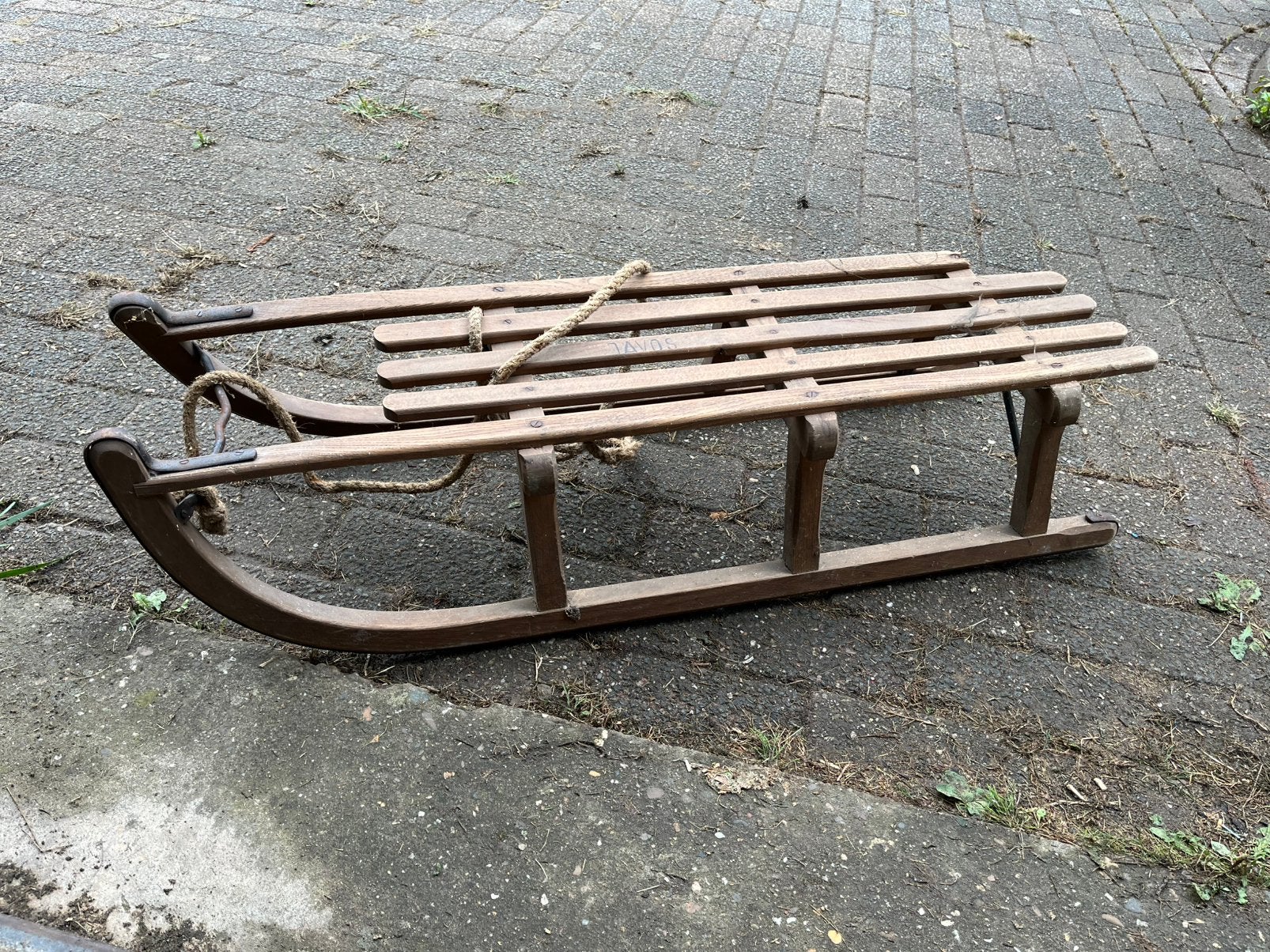 Antieke houten slee, Kinderen en Baby's, Speelgoed | Buiten | Sleeën, Ophalen, Gebruikt, Hout