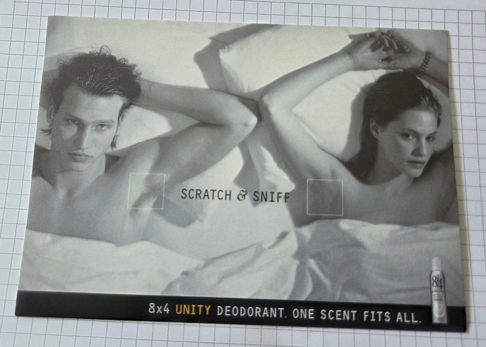 8x4 Unity Deodorant Scratch & Sniff Reclamekaart, Verzenden, 1980 tot heden, Ongelopen, Overige thema's