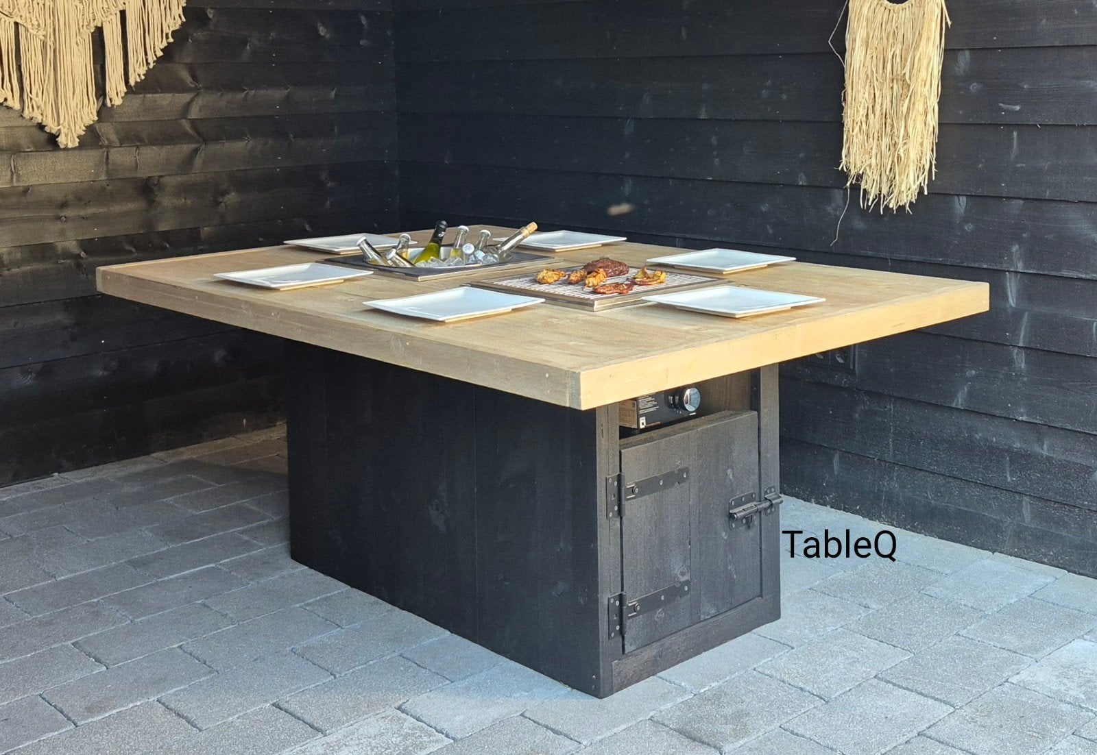 BBQ-tafel gasbarbecue en drankelement ingebouwd in tafel bbq, Ophalen of Verzenden, Nieuw, OneQ