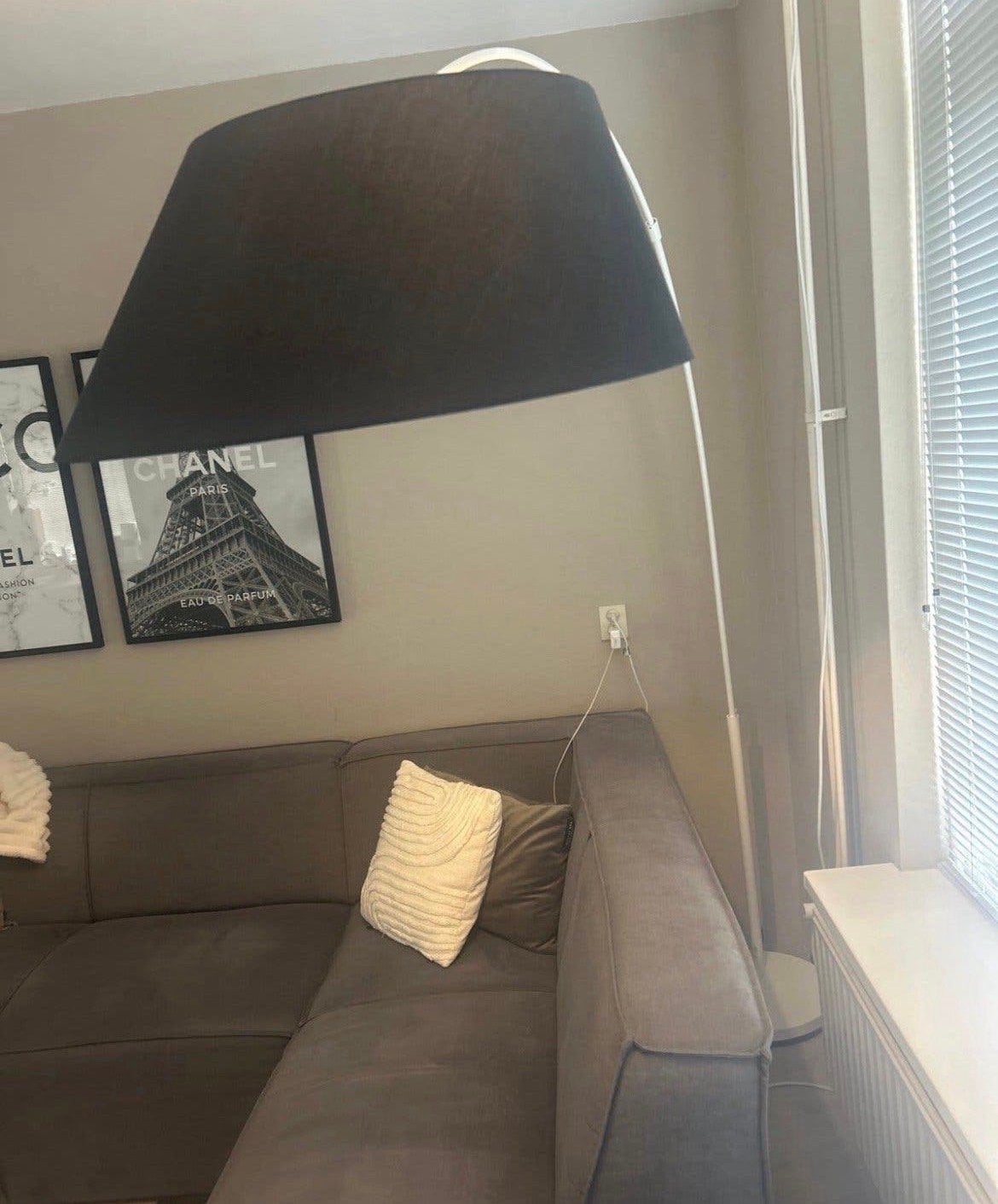 Grote booglamp met zwarte kap - Loods 5 stijl, Ophalen, Gebruikt, 200 cm of meer, E27 (groot)