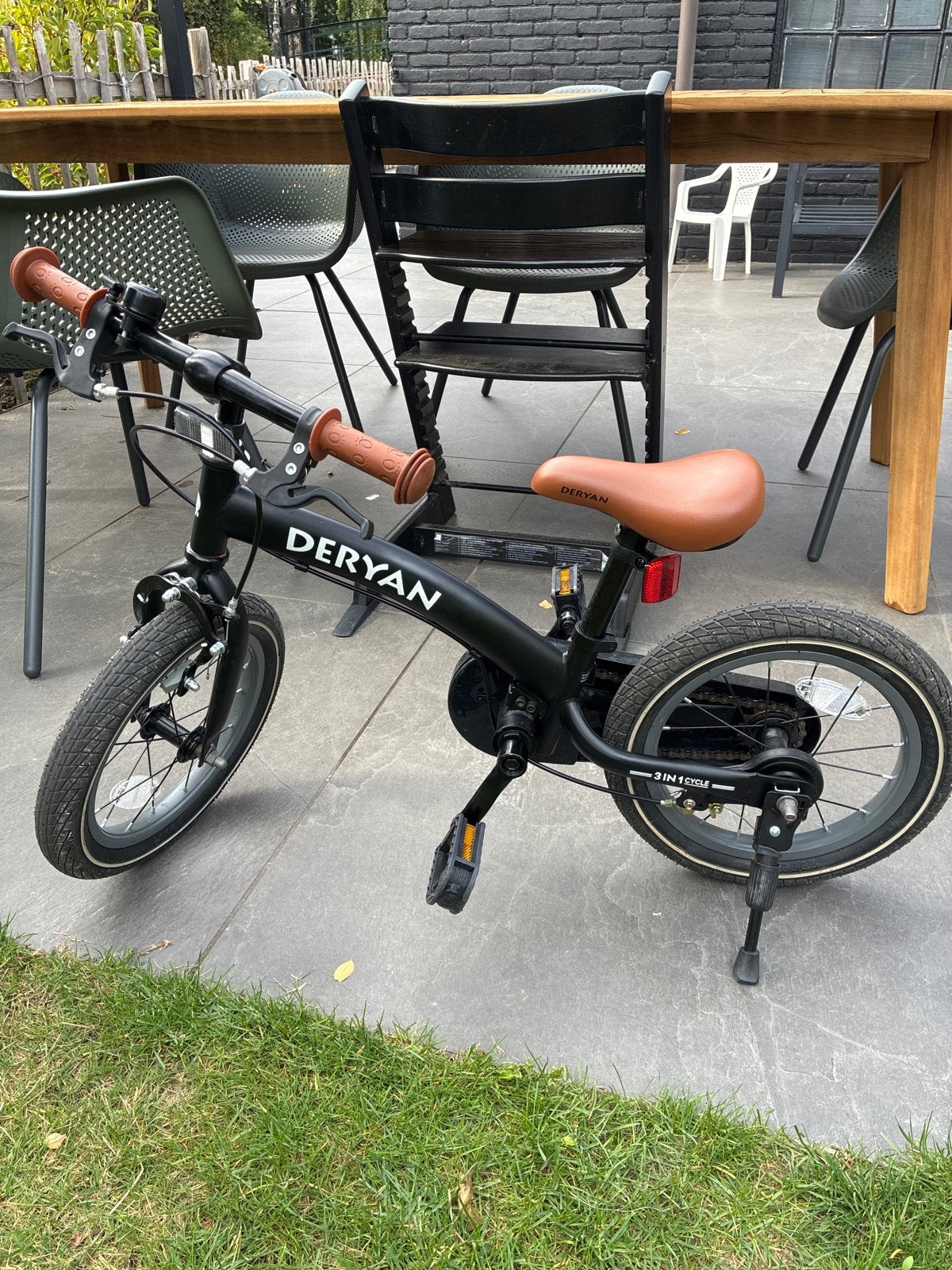 Deryan 3-in-1 kinderfiets 14 inch - Zo goed als nieuw, Ophalen, Zo goed als nieuw, Terugtraprem, Minder dan 16 inch
