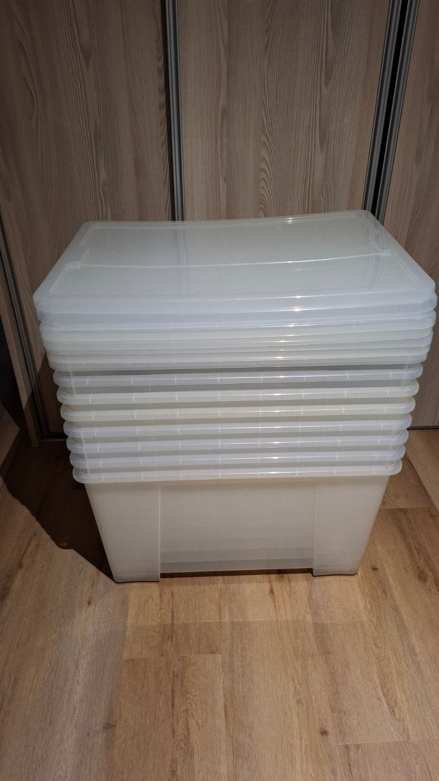 8x IKEA opbergbakken met deksel 78x56x43 cm, Ophalen, Kunststof, 50 tot 100 cm, Zo goed als nieuw
