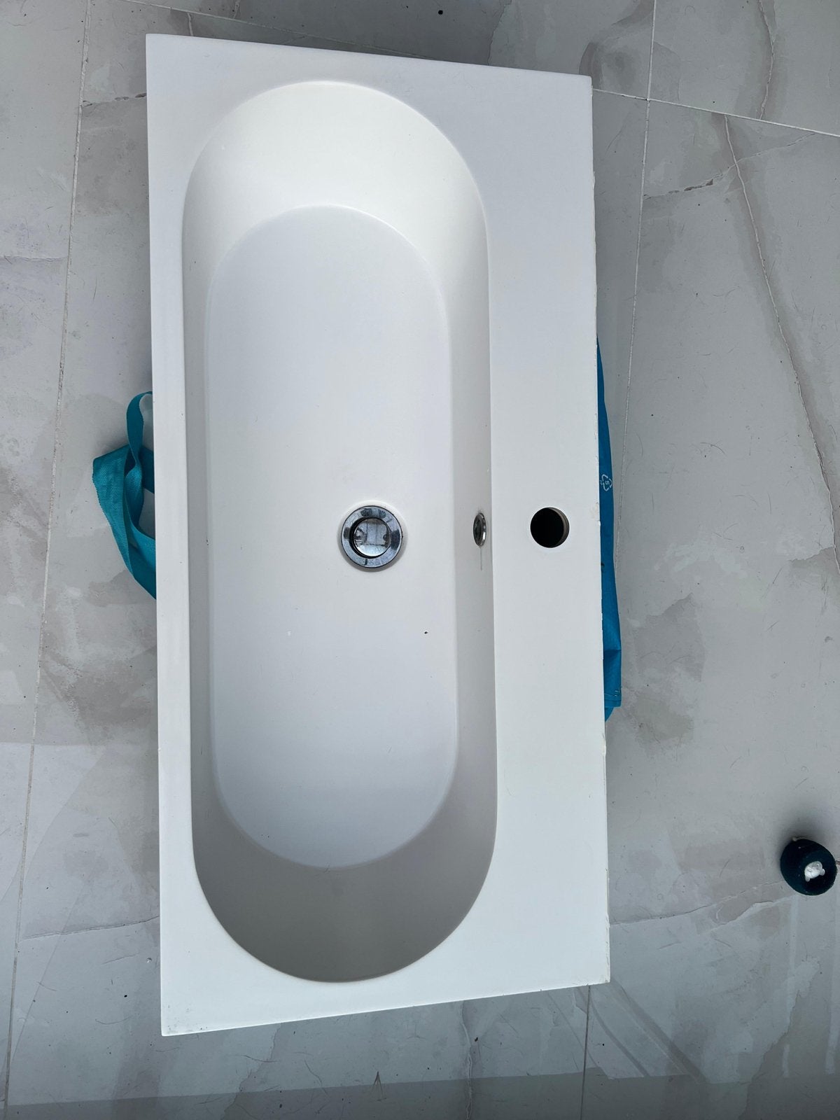 Witte wastafel met afvoer en kraangat 38x80cm, Doe-het-zelf en Verbouw, Sanitair, Ophalen, Gebruikt, Wastafel