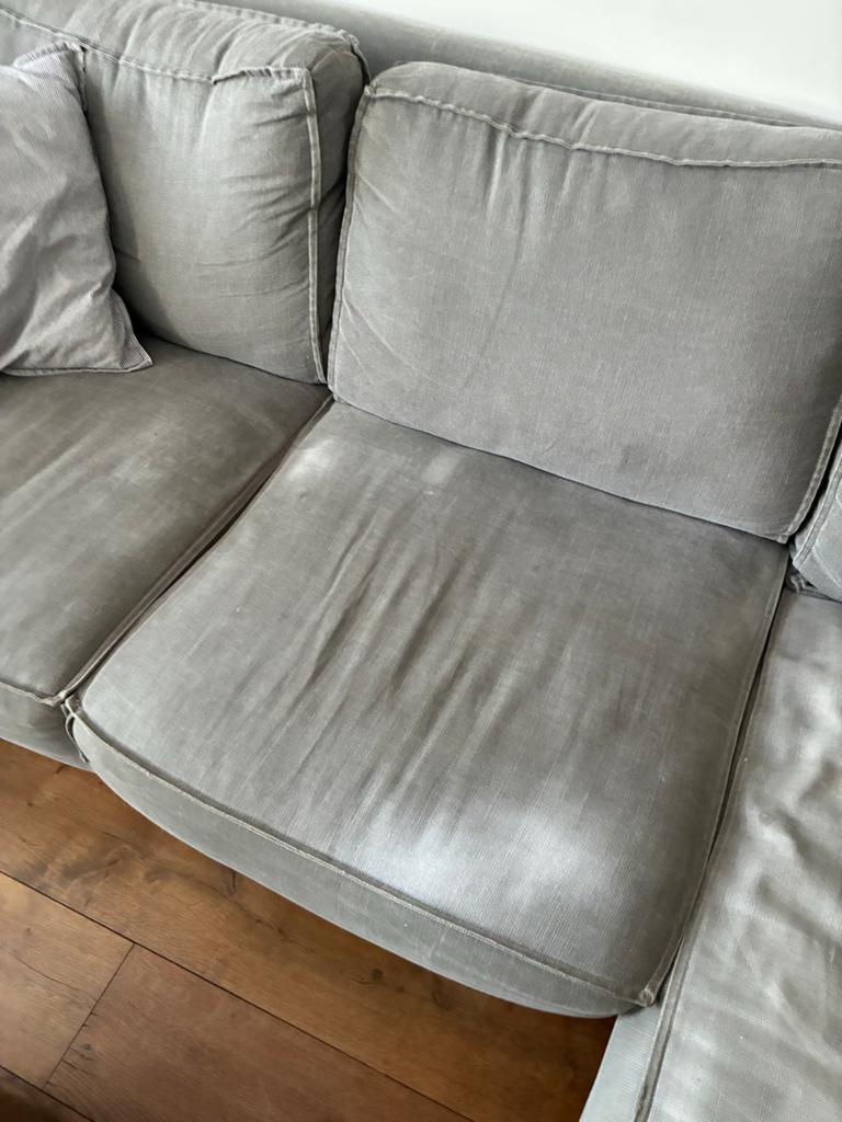Vandaag ophalen! Grijze hoekbank, Ophalen, 250 tot 300 cm, Gebruikt, 100 tot 125 cm