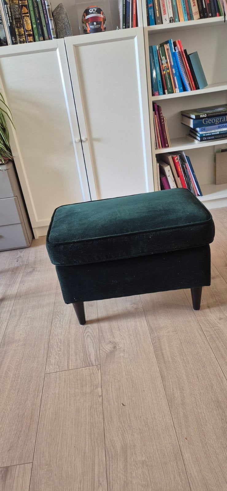Ikea Poef - Donkergroen fluweel, Ophalen, Minder dan 50 cm, Modern, Scandinavisch, Vierkant