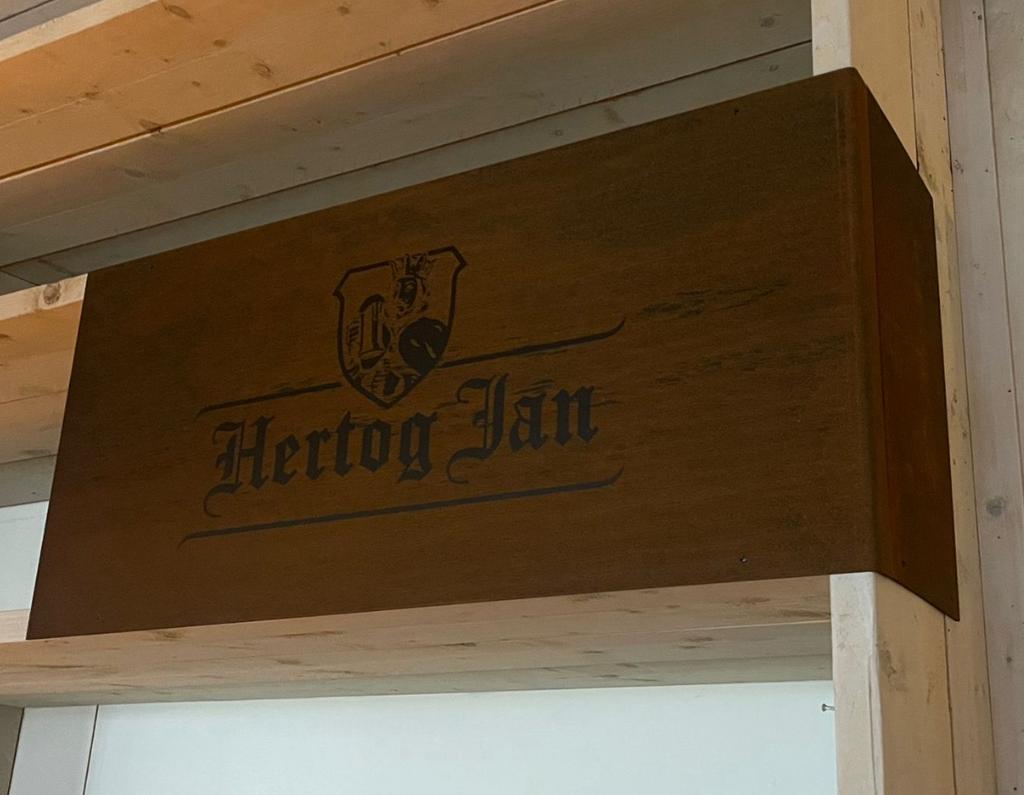 Exclusieve Hertog Jan deco (corten staal), Verzamelen, Merken en Reclamevoorwerpen, Ophalen of Verzenden, Zo goed als nieuw, Reclamebord