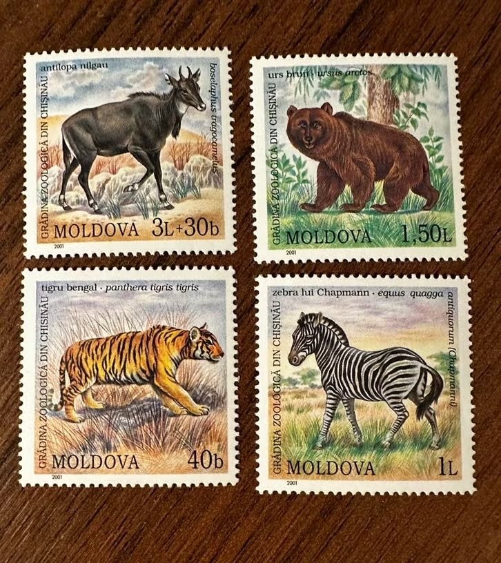 Moldavië 2001 Dieren Postfris zebra beer tijger, Ophalen of Verzenden, Postfris