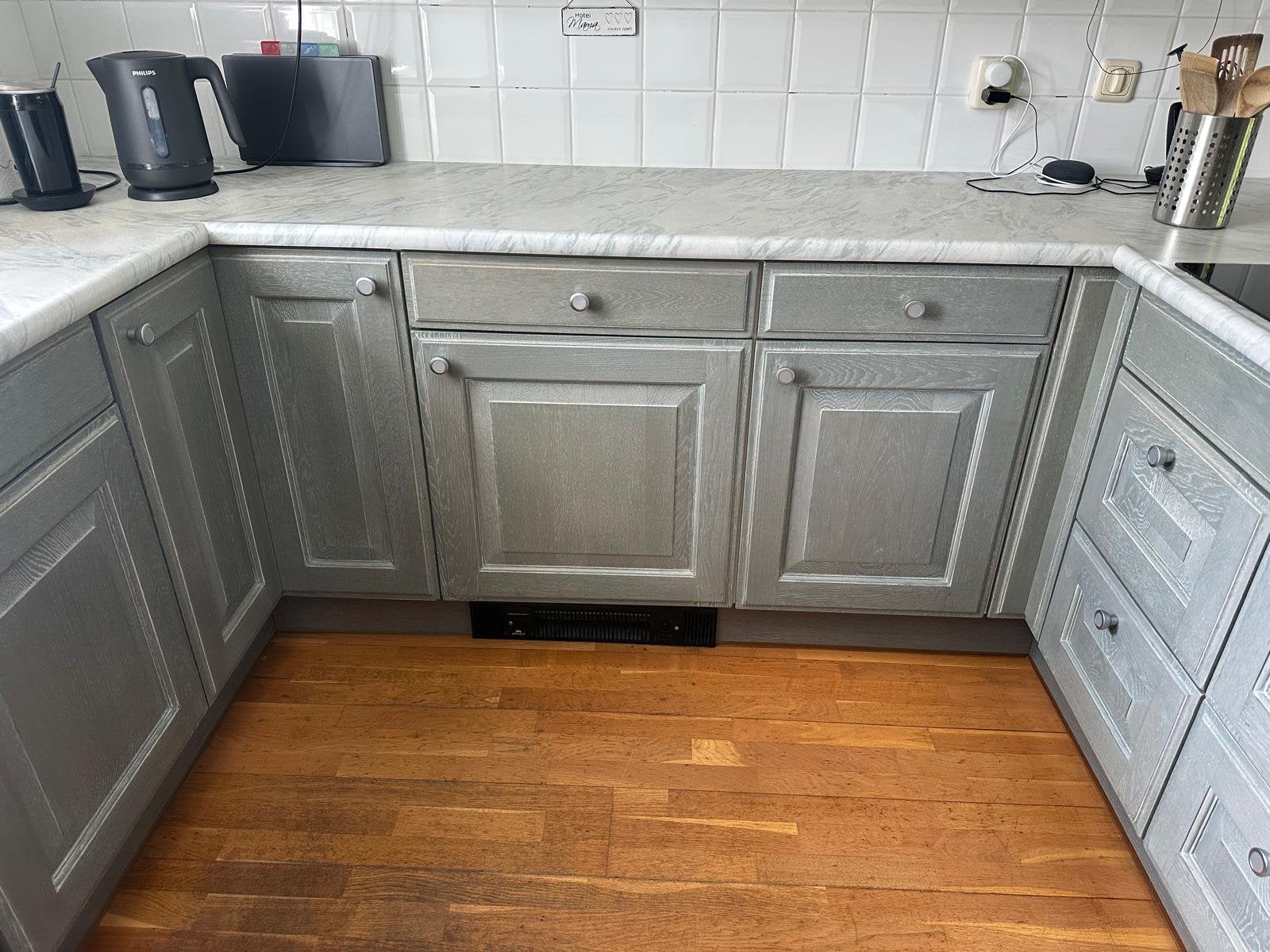 Complete massief eiken keuken met apparatuur, Huis en Inrichting, Ophalen, Gebruikt, U-keuken, Blauw