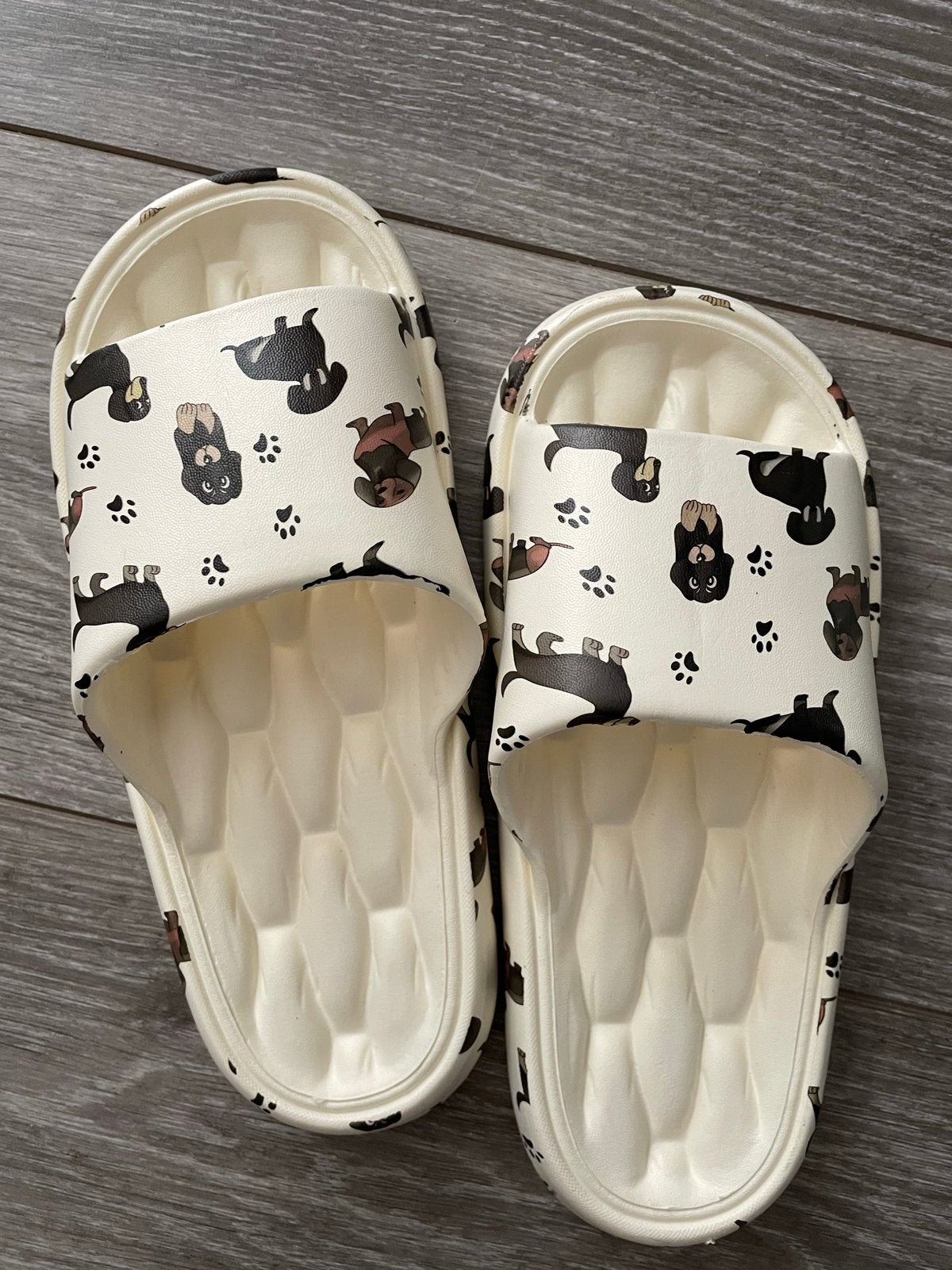 Leuke slippers met teckelprint - Maat 38-39, Kleding | Dames, Slippers, Wit, Ophalen of Verzenden, Zo goed als nieuw