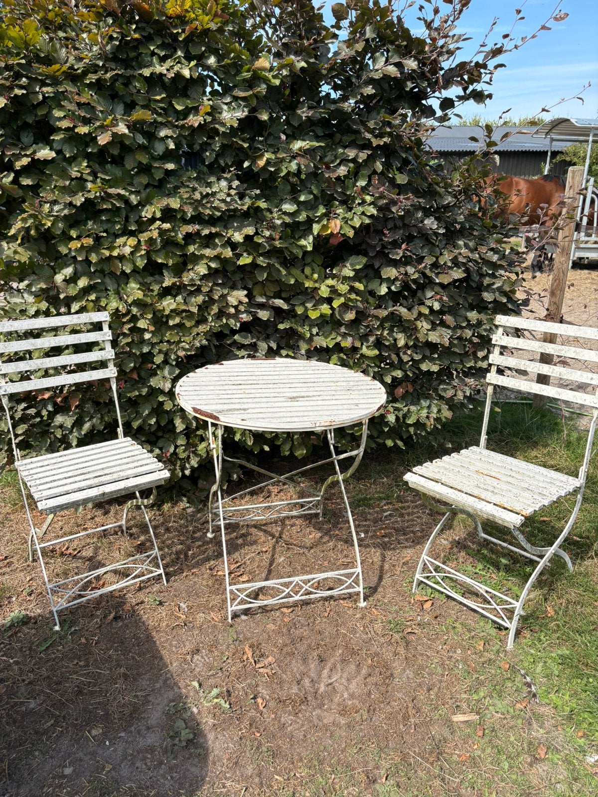 Gietijzer tuinset tafel stoelen bistro, Ophalen, Gebruikt