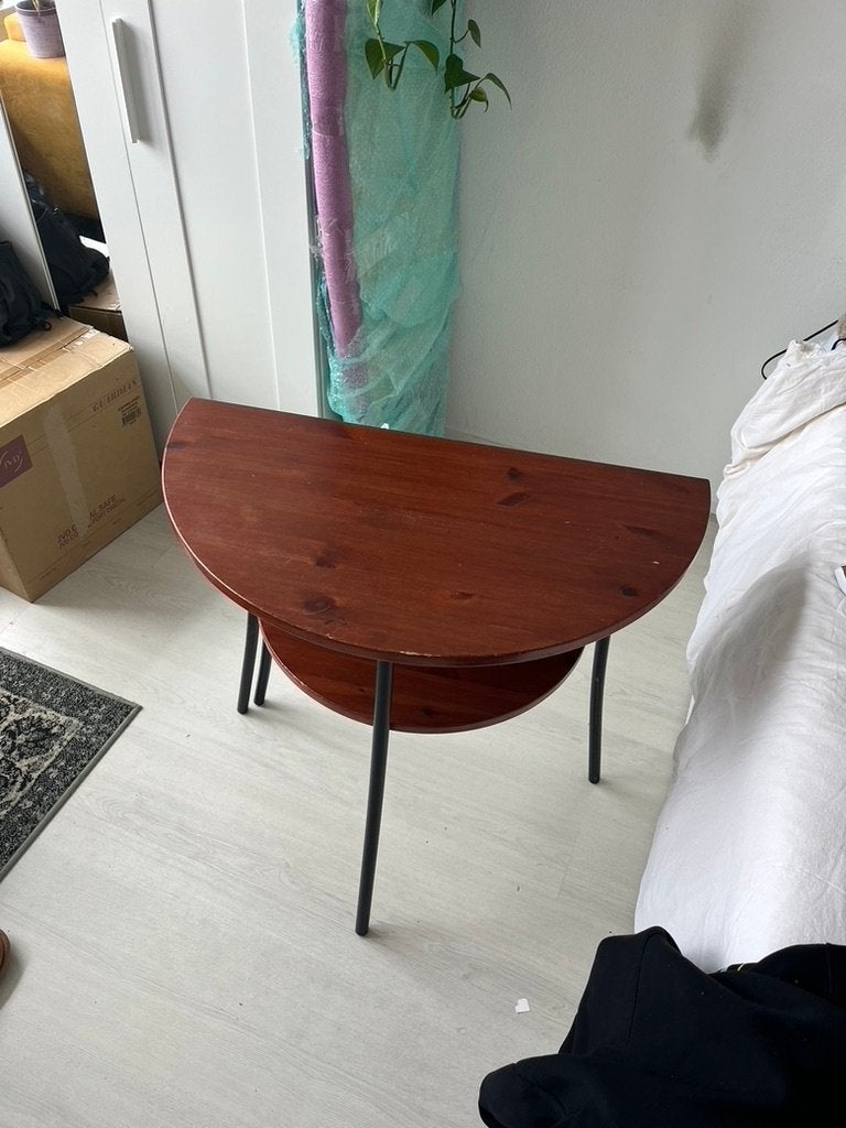 Ronde houten uitklaptafel, Ophalen, Gebruikt, Rond, 55 tot 75 cm