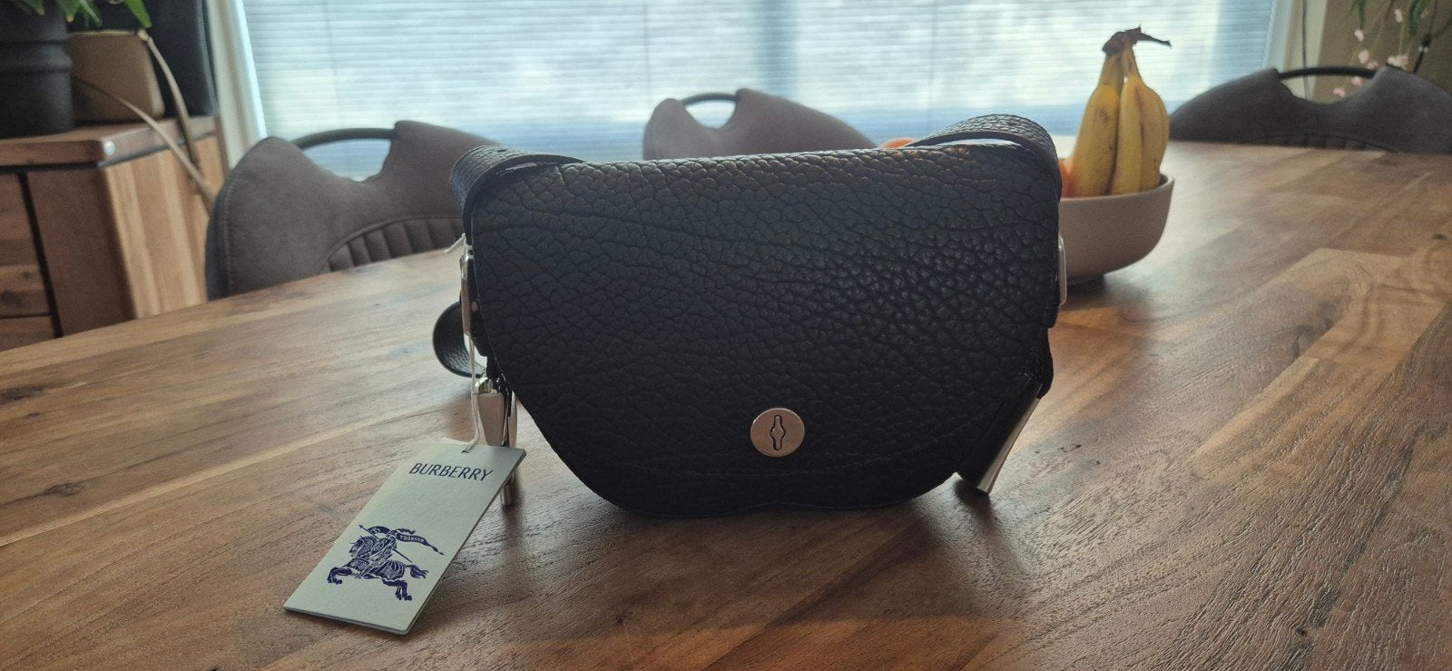 Burberry All Small Chess Satchel Zwart Leer, Ophalen of Verzenden, Nieuw, Zwart, Schoudertasje
