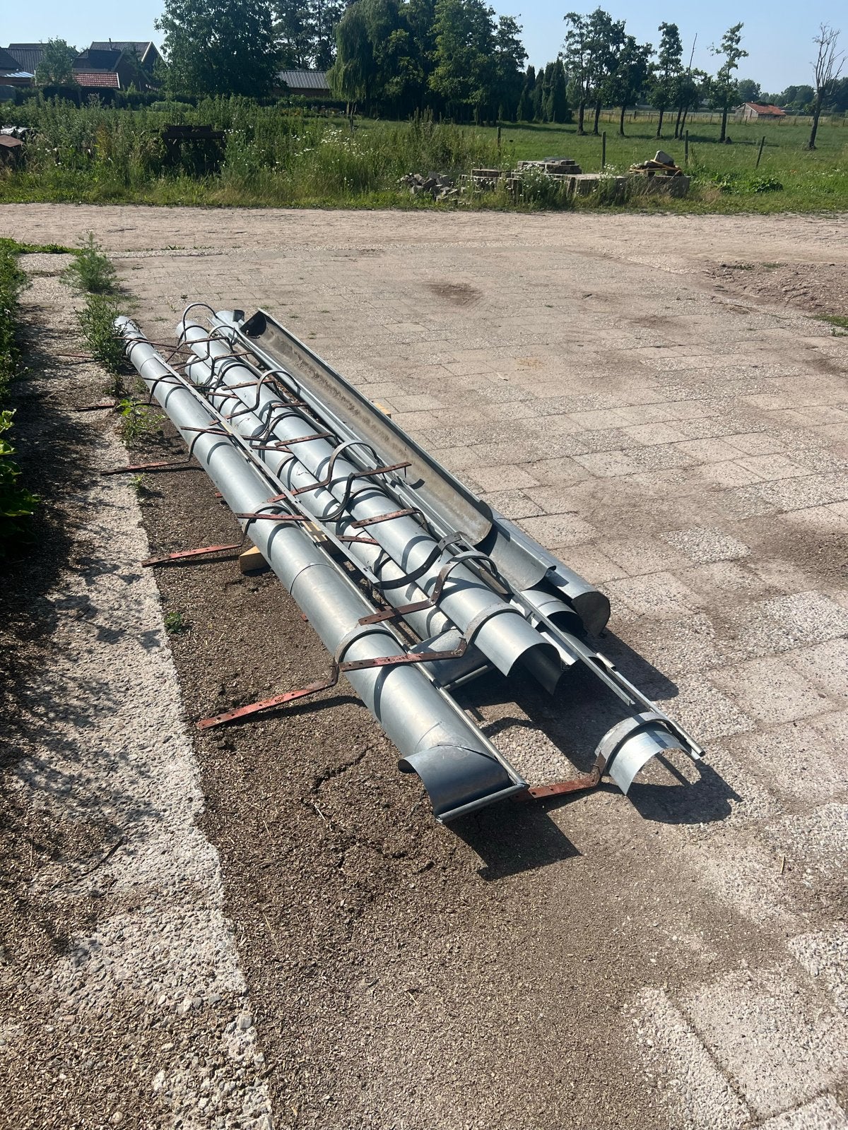 Zinken dakgoot ca. 25 meter, Doe-het-zelf en Verbouw, Ophalen, Gebruikt, Zink, 80 mm of meer