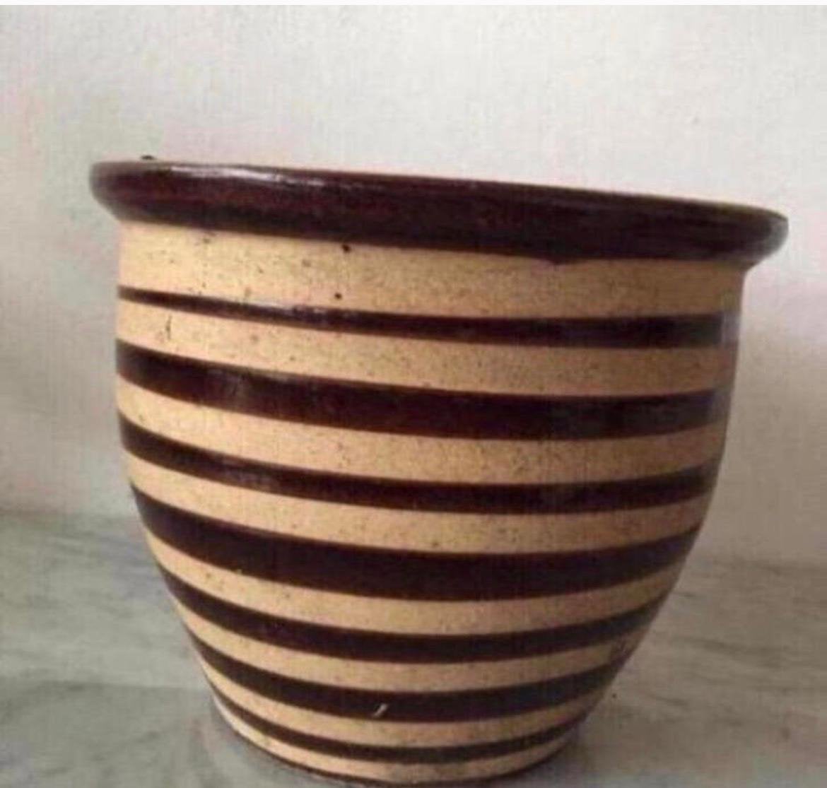 Decoratieve oud Hollandse kwaliteit bloempot streepdesign, Ophalen, Rond, Zo goed als nieuw, Binnen