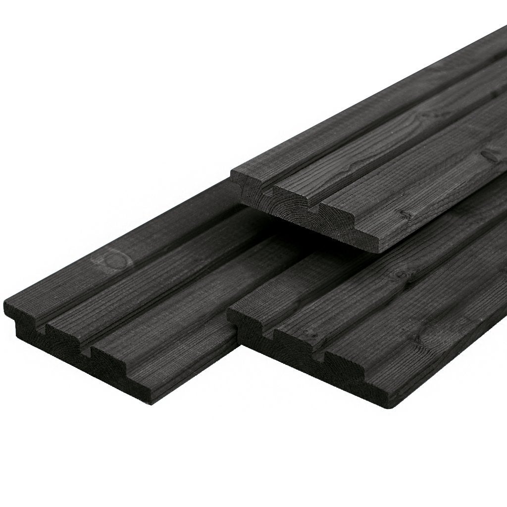 Plank Triple profiel, Douglas zwart 19x130mm - Vanaf €11,30, Ophalen, Nieuw, 250 cm of meer, Planken
