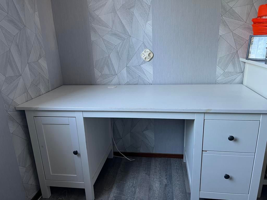 Wit bureau, Huis en Inrichting, Bureaus, Ophalen, 90 cm, 160 cm, Gebruikt