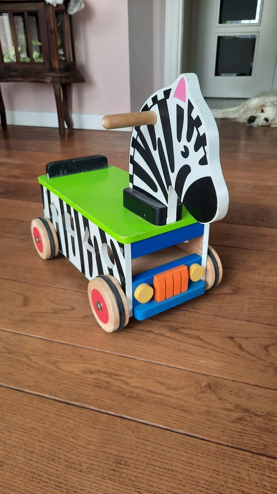 GRATIS houten loopwagen zebra - Leuk en stevig speelgoed, Ophalen of Verzenden, Gebruikt, Overige typen