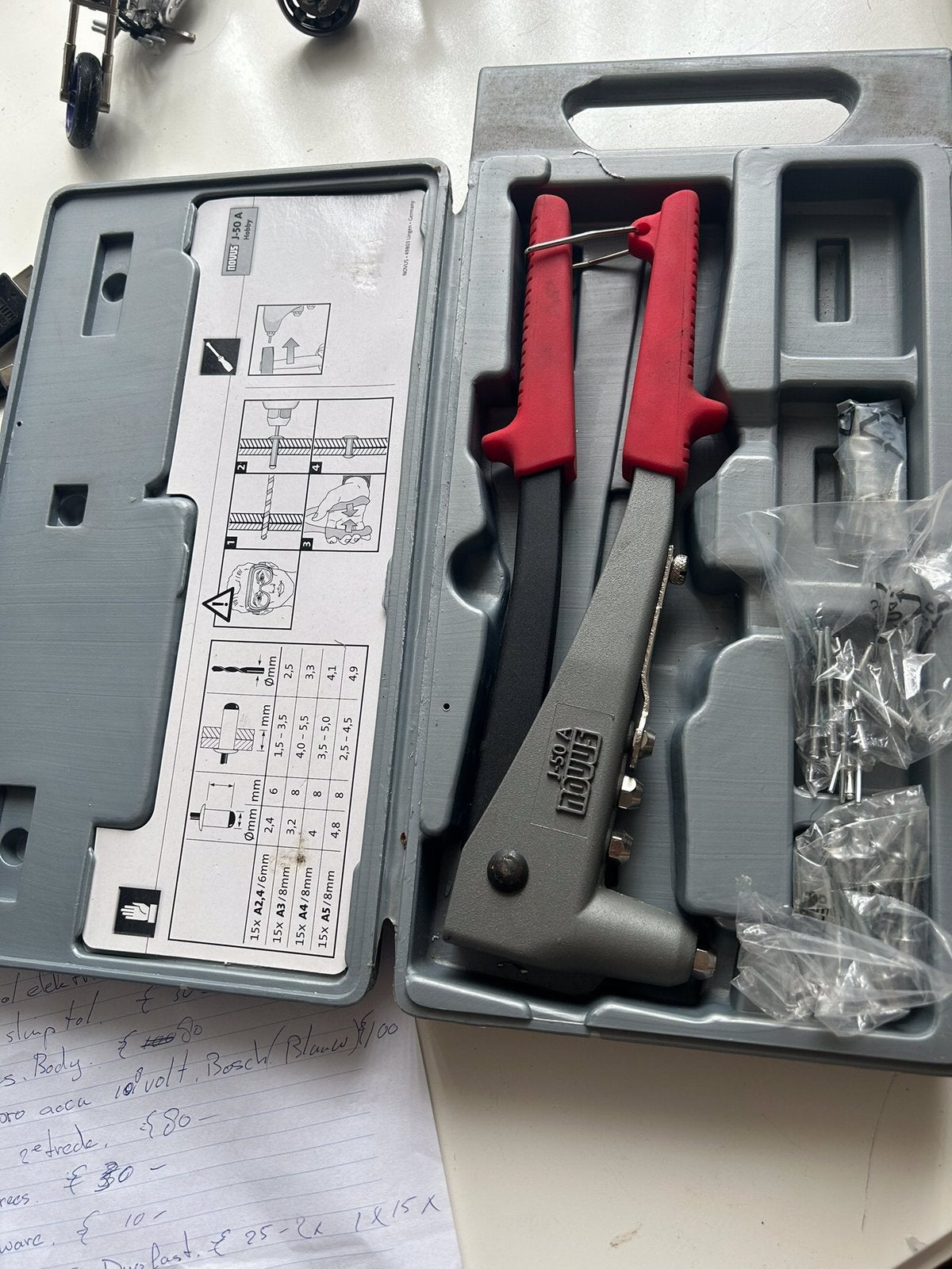 Blindklinkmoertang LOQUE/ Rivnut tang complete set, Ophalen, Zo goed als nieuw