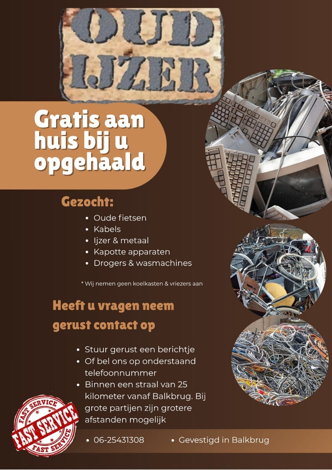 Gezocht oud ijzer, Witgoed en Apparatuur, Ophalen of Verzenden