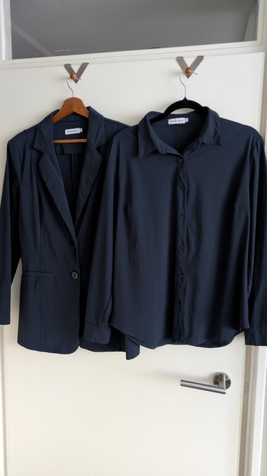 Nicolette Kluijver donkerblauw Travelstof set. maat XL, Kleding | Dames, Ophalen of Verzenden, Zo goed als nieuw, Maat 46/48 (XL) of groter