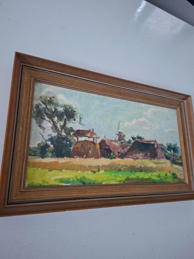 impressionistisch Hollands landschap – boerderijen & molen, Antiek en Kunst, Kunst | Schilderijen | Klassiek, Ophalen of Verzenden