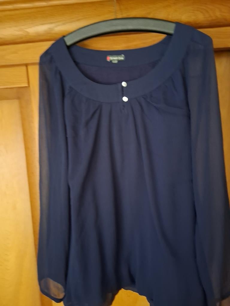 Donkerblauwe blouson, maat 44, Kleding | Dames, Ophalen of Verzenden, Zo goed als nieuw, Maat 42/44 (L), Blauw