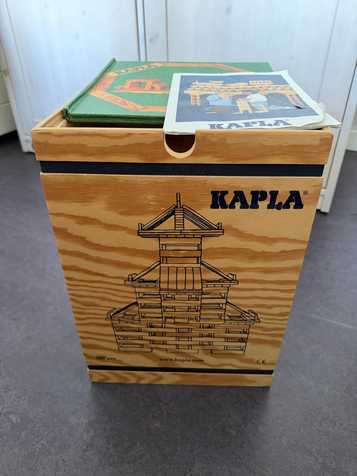 KAPLA 280 delen bouwblokken set met boek (groen) houtenkist, Ophalen, Zo goed als nieuw, Overige merken