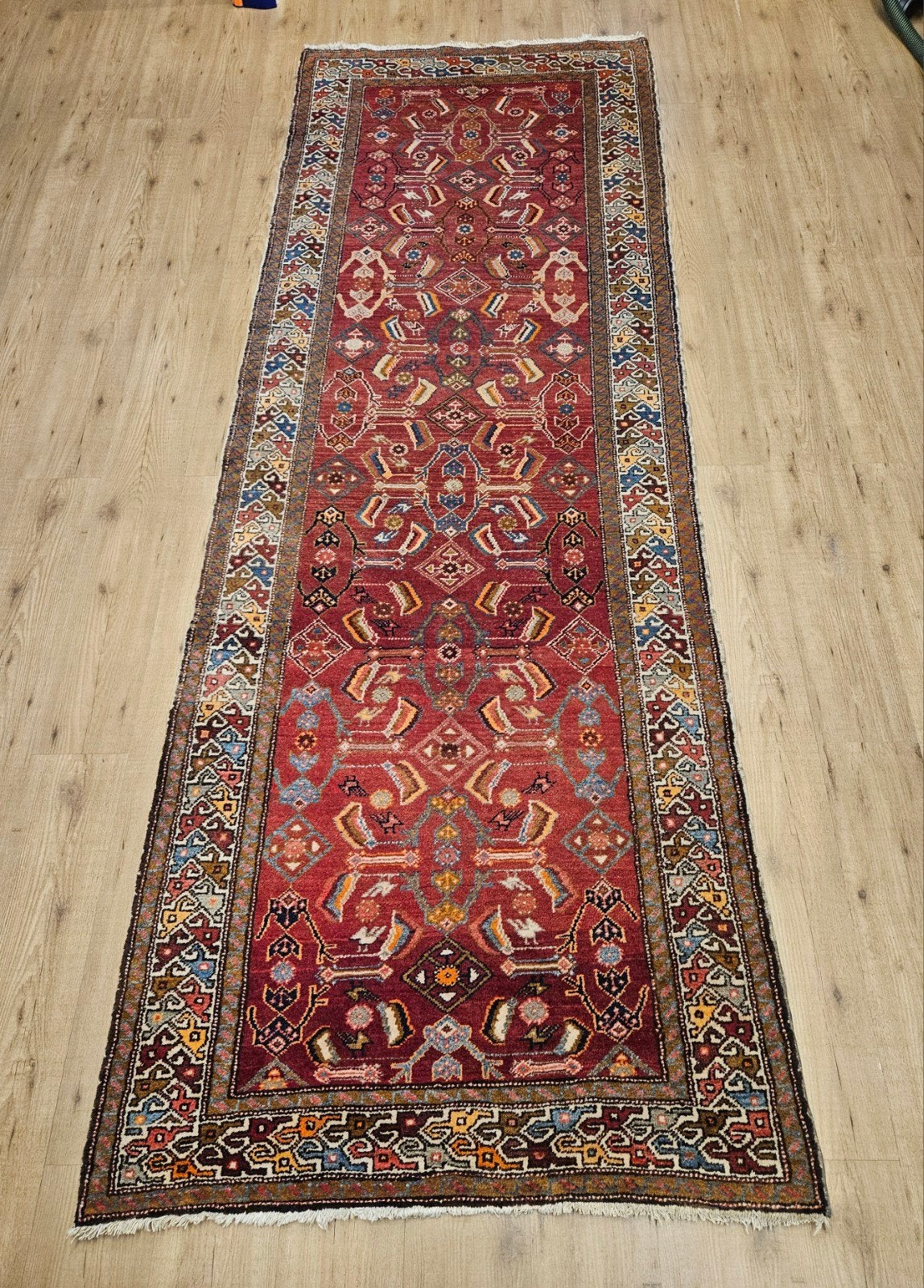 Vintage handgeknoopt perzisch tapijt loper 320x113, Info@SlatsAntiek.nl, Tweedehands, Perzisch, 200 cm of meer