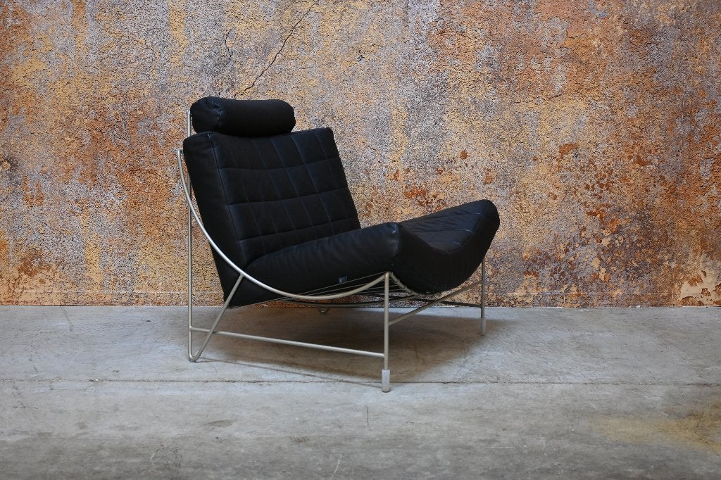ZGANieuw zwart leren Leolux Volare design fauteuil, Leolux, Leolux, 75 tot 100 cm, Ophalen of Verzenden