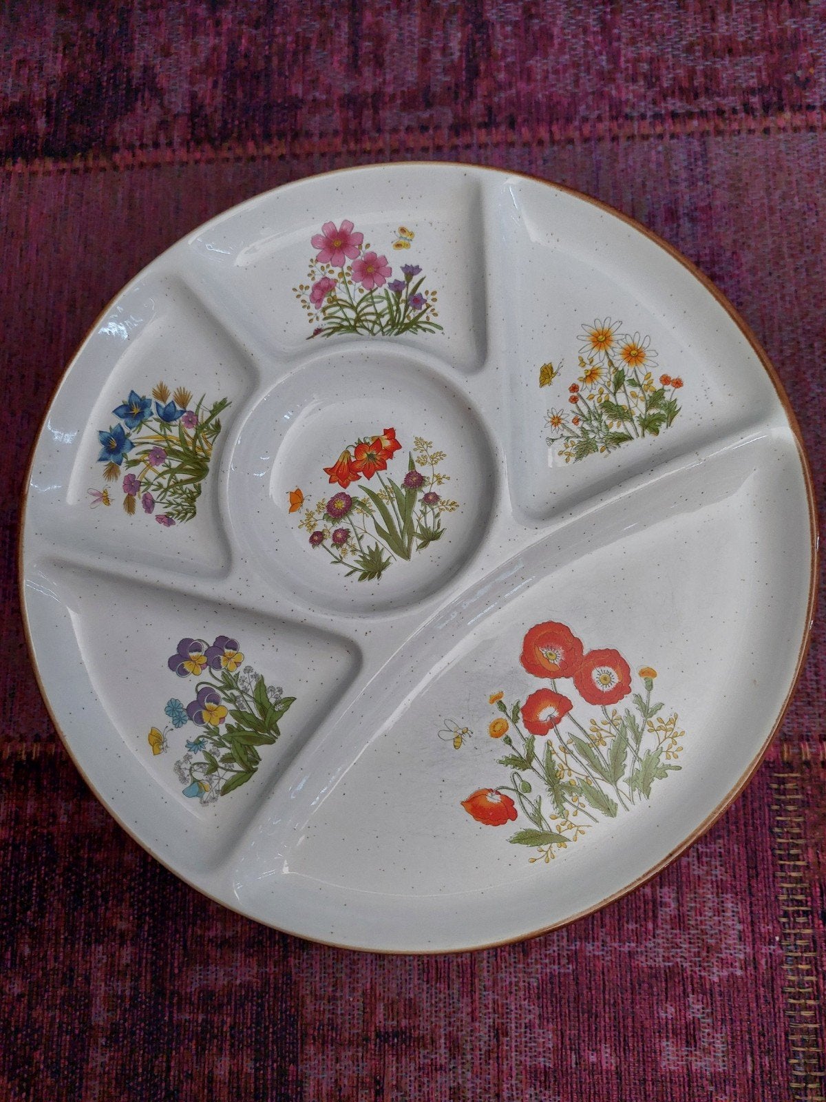 9x vintage wild flower fondueborden, Antiek en Kunst, Ophalen