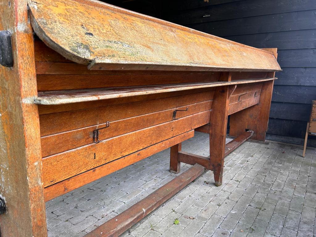 Authentieke houten kerkbank. 2.50 meter breed., Tuin en Terras, Overkappingen, Ophalen, Gebruikt, Veranda