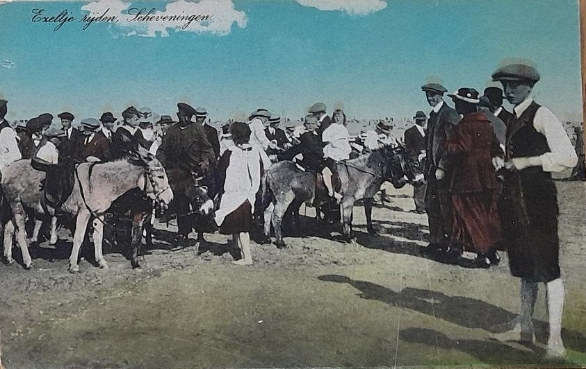 Scheveningen- Drukte bij Ezeltje rijden, Verzenden, Voor 1920, Ongelopen, Zuid-Holland