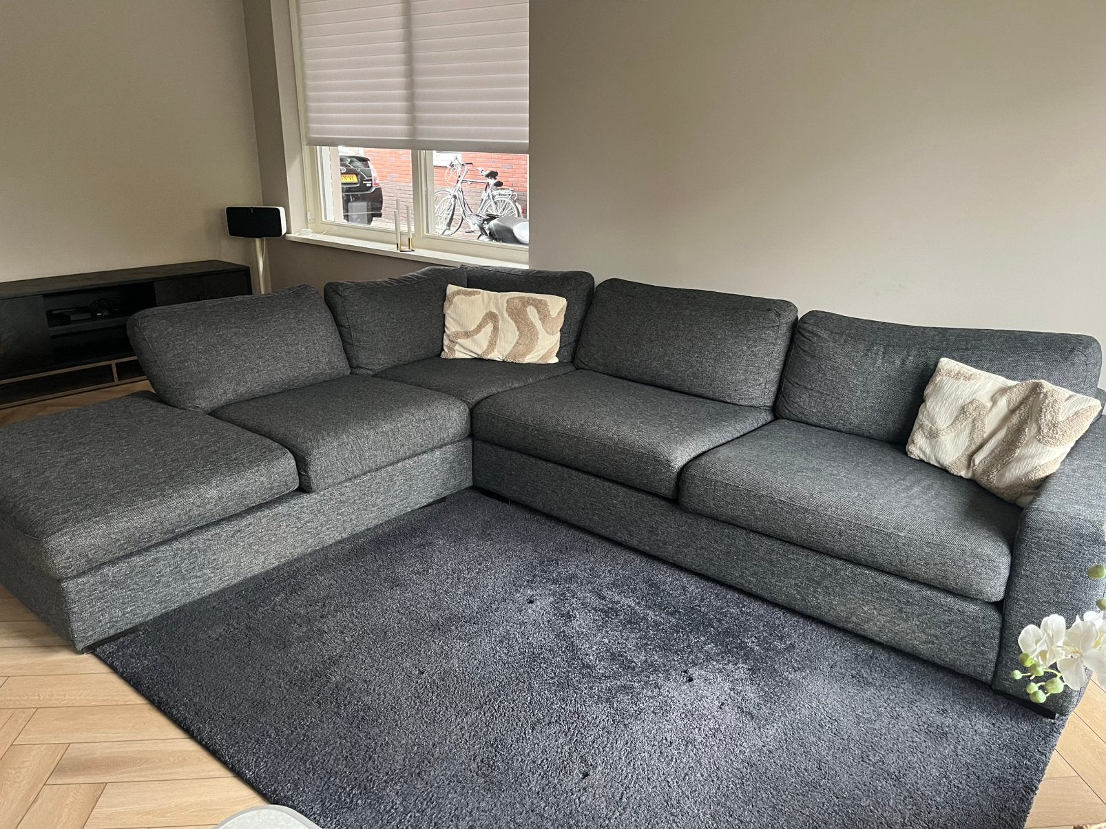Antraciet bank,3.25 mtr breed, Ophalen, Zo goed als nieuw