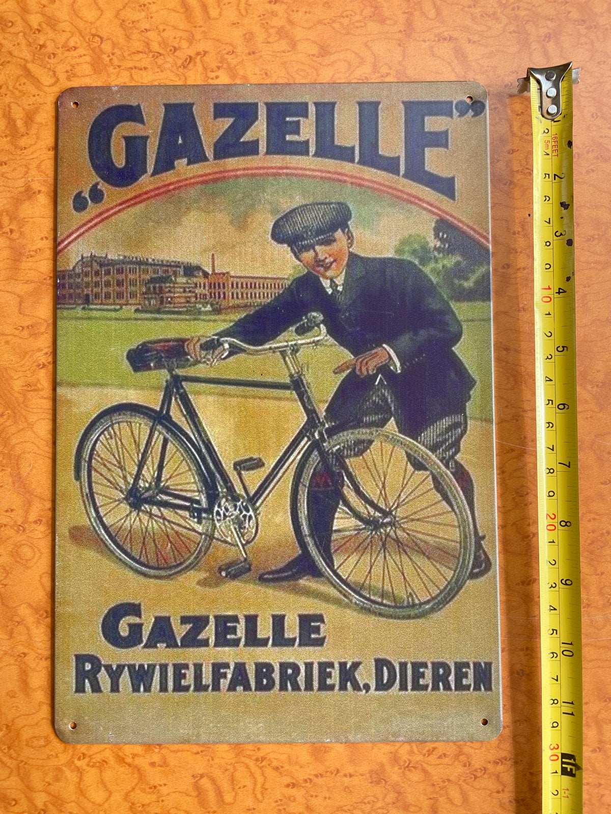 Vintage Gazelle Rijwielfabriek Dieren Reclamebord, Verzamelen, Ophalen of Verzenden, Zo goed als nieuw, Reclamebord