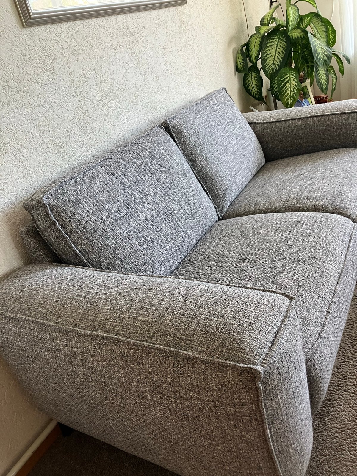 Comfortabele grijze tweezitsbank, Ophalen, 150 tot 200 cm, Tweepersoons, 75 tot 100 cm