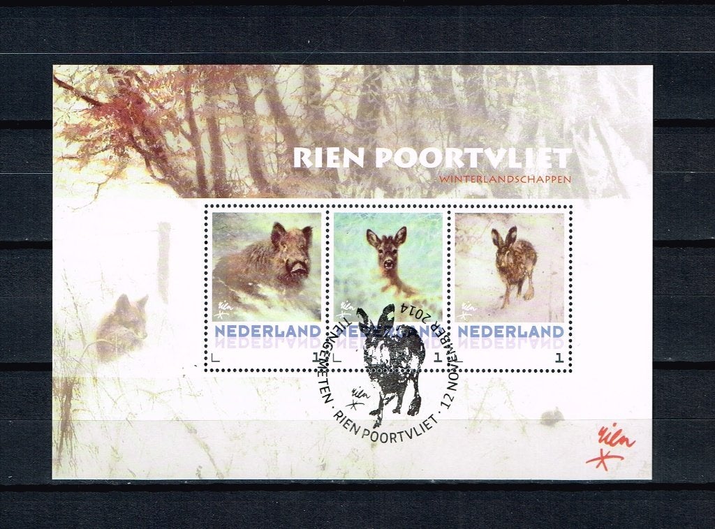 Rien Poortvliet winter vel persoonlijke zegels, Postzegels en Munten, Verzenden, Na 1940, Gestempeld