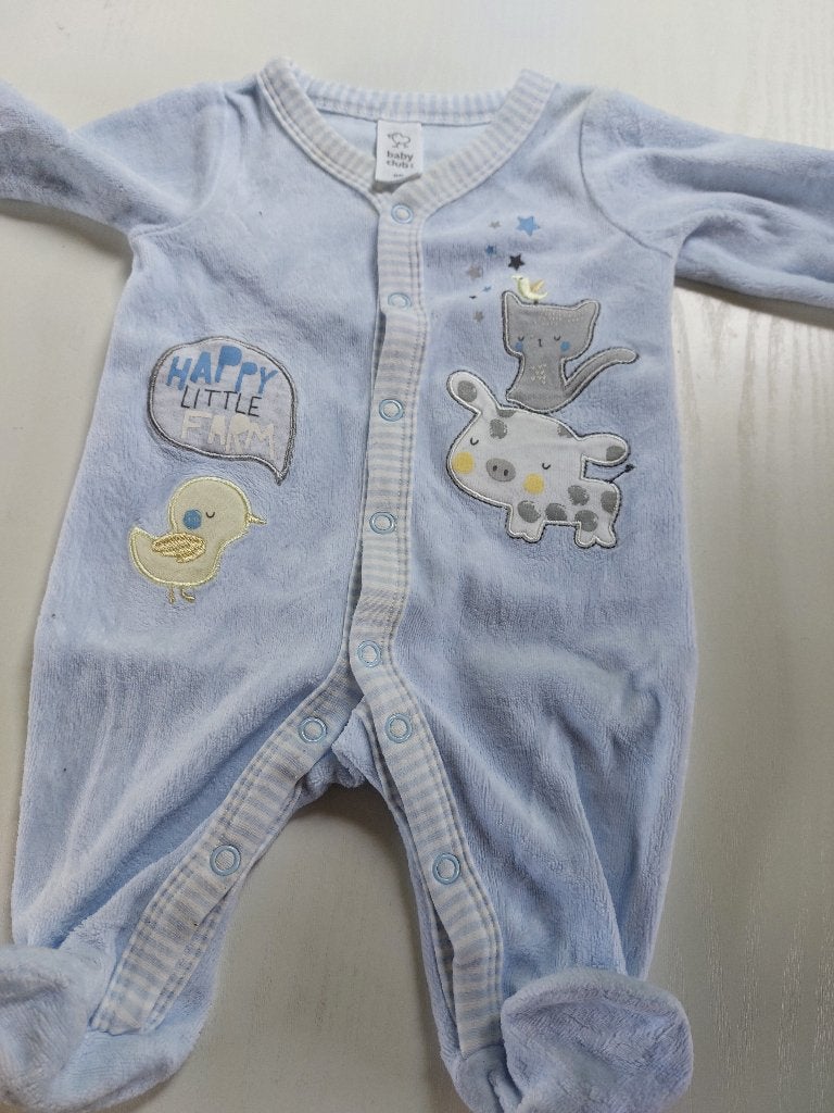 boxpakje lichtblauw met voetjes, lange mouw, mt.56 velours, Gebruikt, Ophalen of Verzenden, Baby Club, Pakje