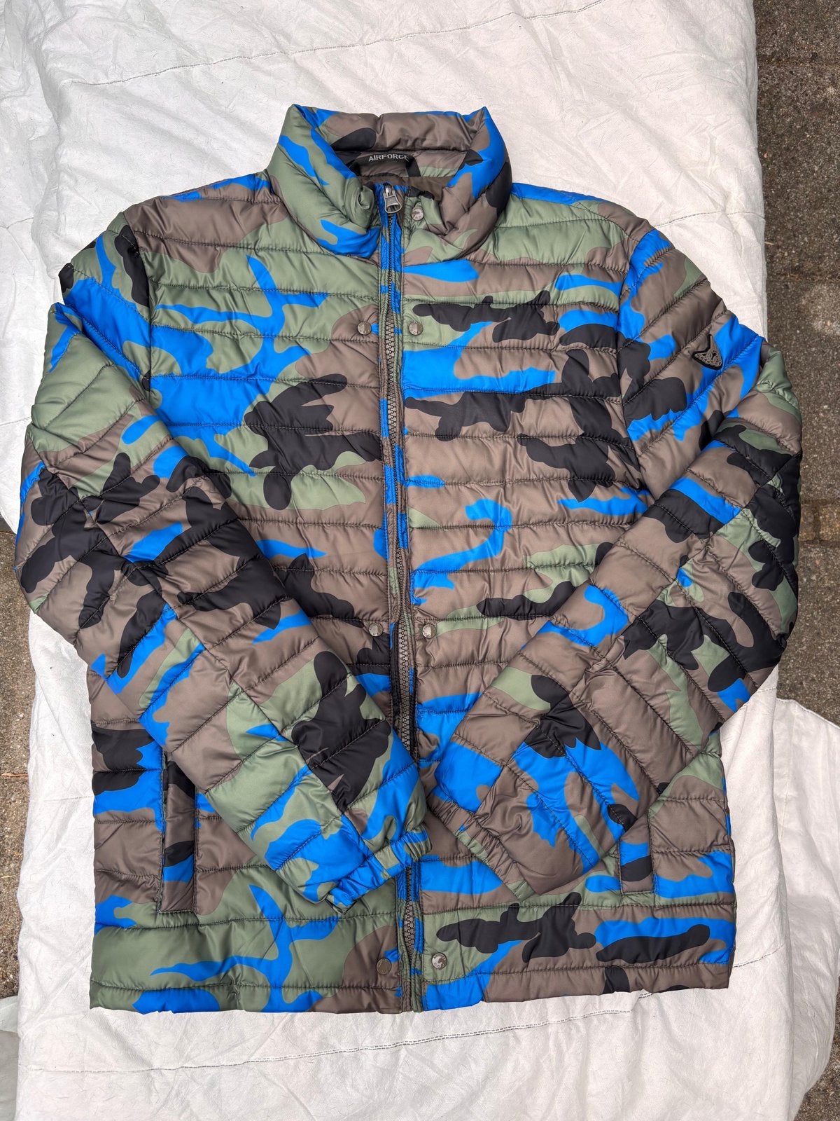 Airforce Camouflage Puffer Jas - Maat M, Kleding | Heren, Ophalen, Zo goed als nieuw, Maat 48/50 (M), Meerkleurig