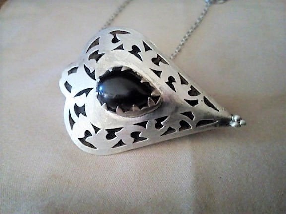Prachtige Vintage Southwestern Onyx Hanger met Ketting, Sieraden, Tassen en Uiterlijk, Kettingen, Zo goed als nieuw, Zilver, Zilver