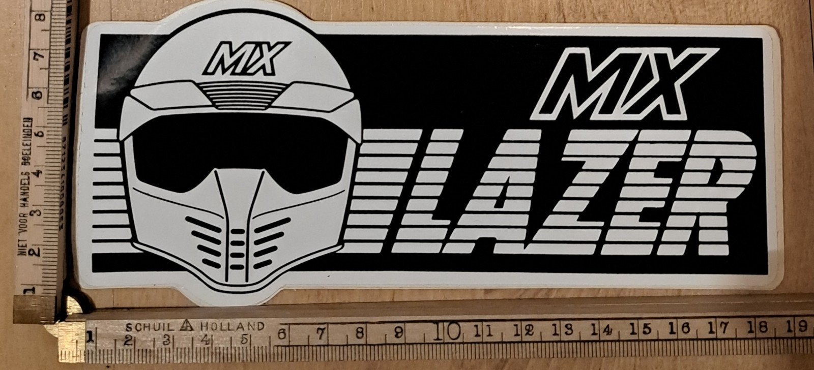 Vintage sticker MX Lazer motorhelm logo merk motorcross, Ophalen of Verzenden, Zo goed als nieuw