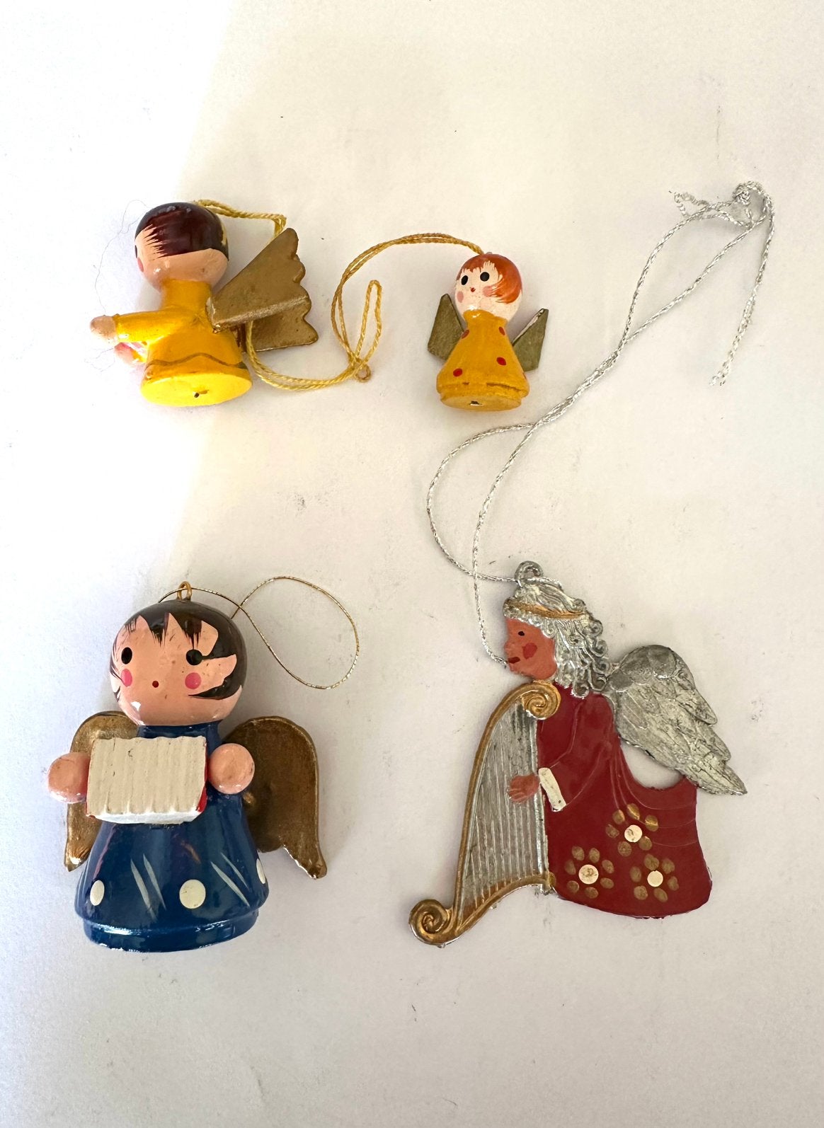 4 kerst engeltjes voor in de boom, Meerkleurig, Overige materialen, Verzenden, Overige stijlen