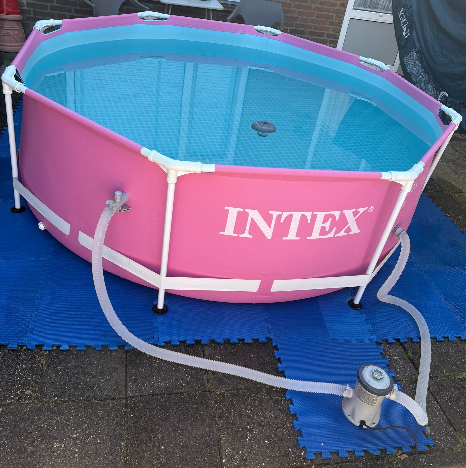 Roze Intex Zwembad - Compleet en Klaar voor de Zomer!, Tuin en Terras, Ophalen, Gebruikt, Rond, Opzetzwembad