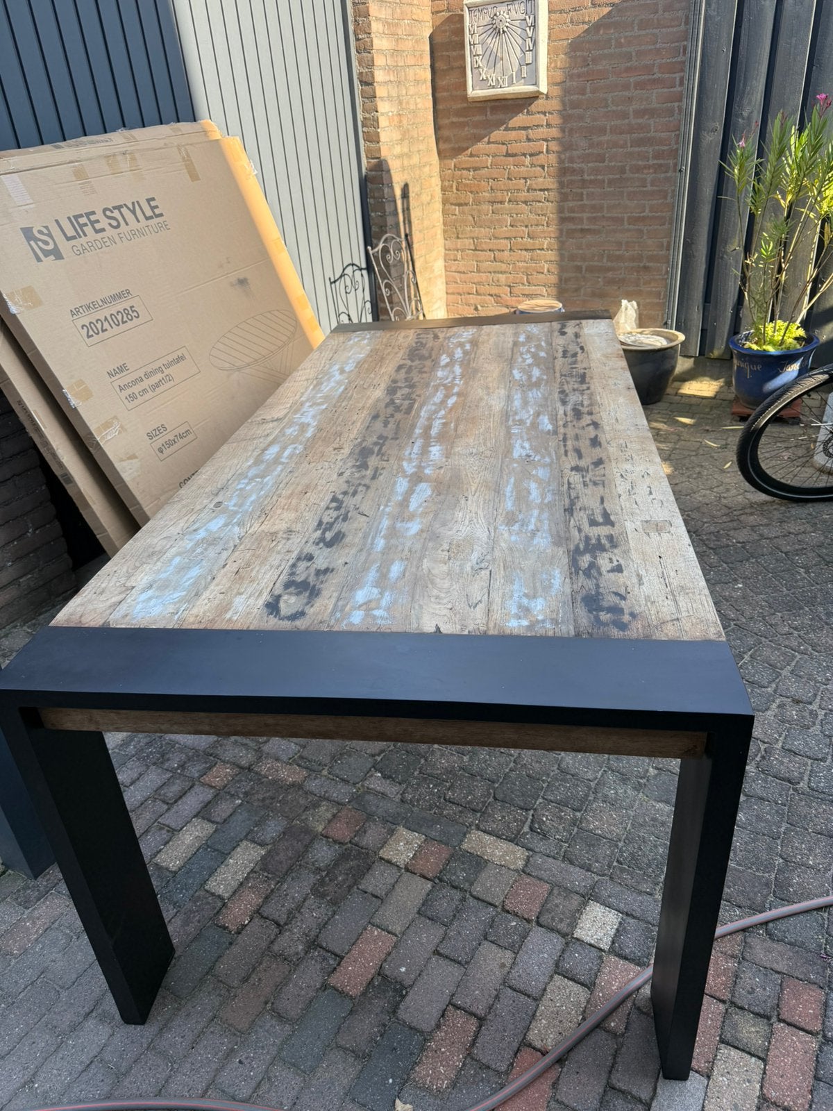 Teak eettafel, Ophalen, Teakhout, 200 cm of meer, 50 tot 100 cm