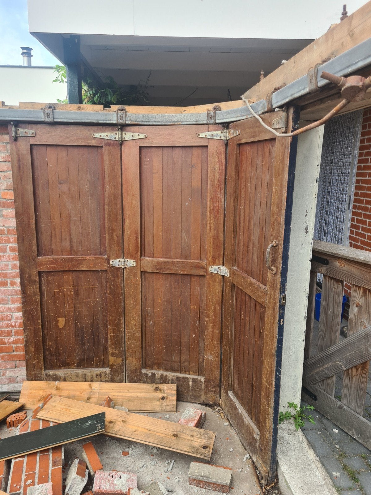 Hardhouten schuifdeuren, Doe-het-zelf en Verbouw, Deuren en Horren, Ophalen, Gebruikt, 120 cm of meer, Minder dan 200 cm