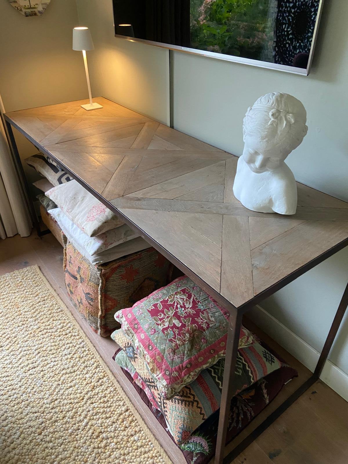 Mooie zware robuuste sidetable uit Laren 170x58x80, Ophalen of Verzenden, Zo goed als nieuw, 25 tot 50 cm, Rechthoekig