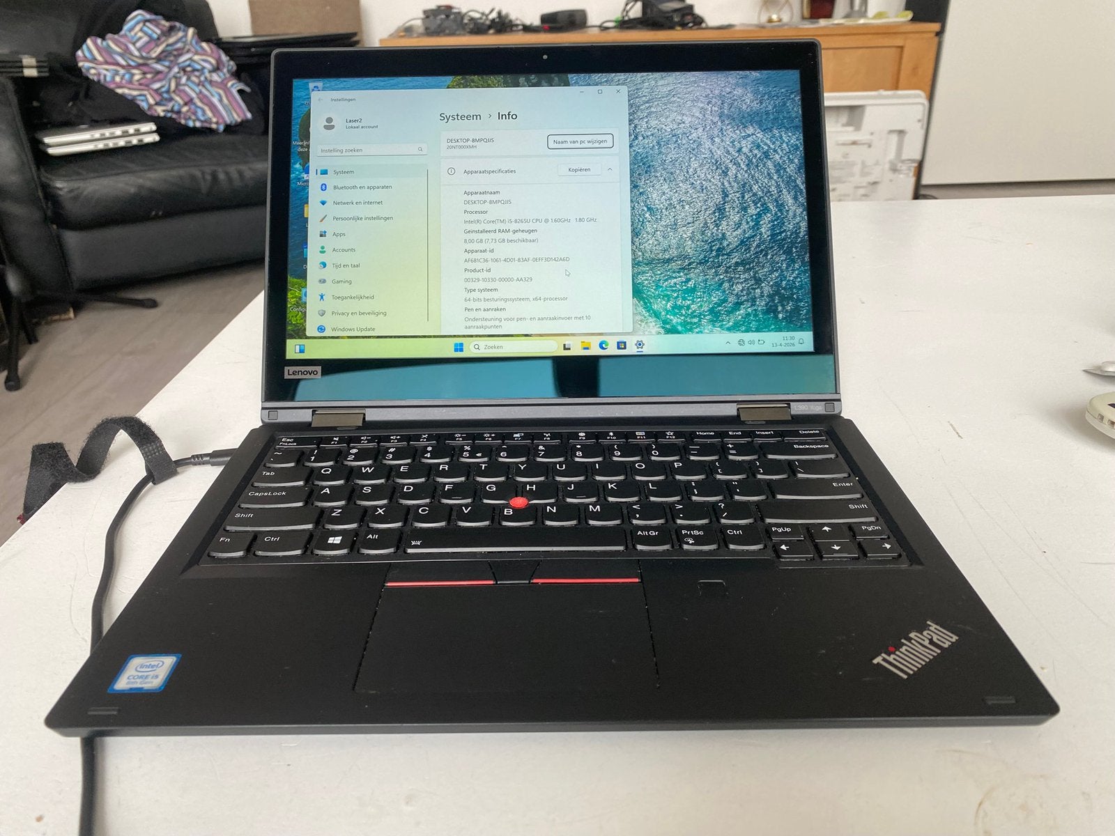 Lenovo ThinkPad X390 Yoga core i5-8e gen Touchscreen + pen, Computers en Software, Windows Laptops, Zo goed als nieuw, 13 inch