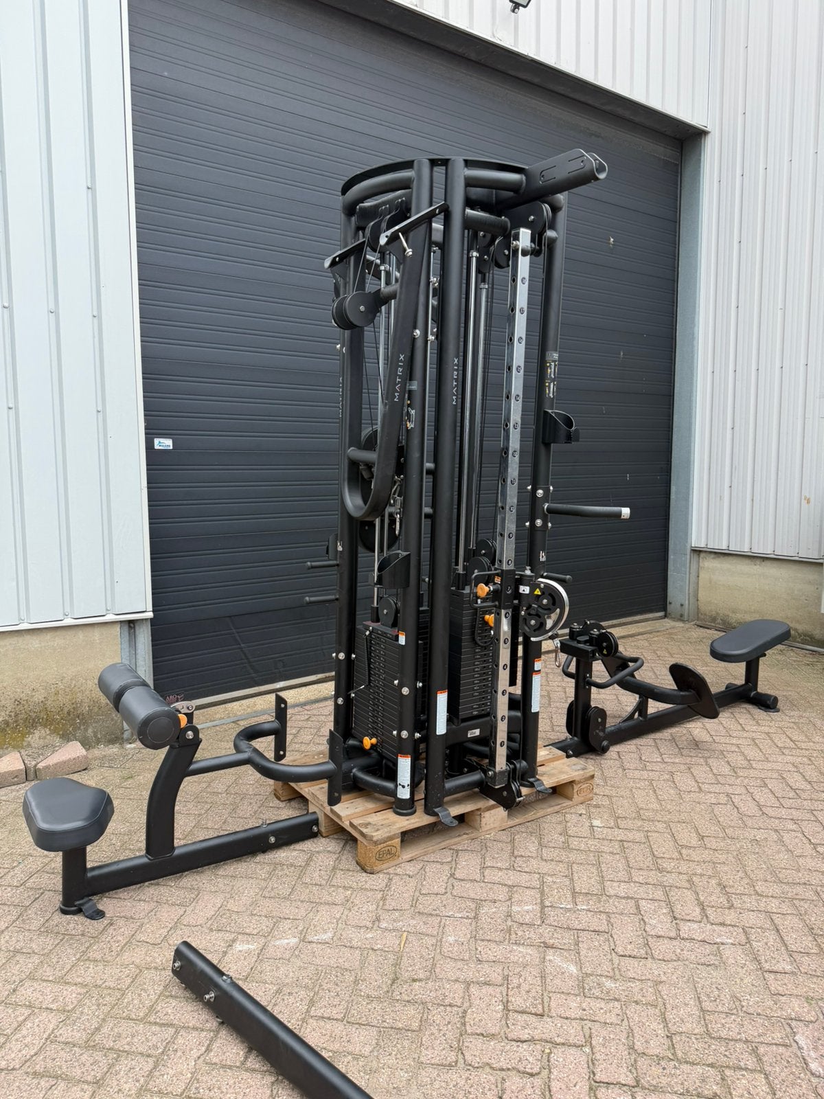 Zwarte Matrix Magnum 5 Station , Cable cross, Lat Pulley,Row, Ophalen, Gebruikt, Armen, Overige typen