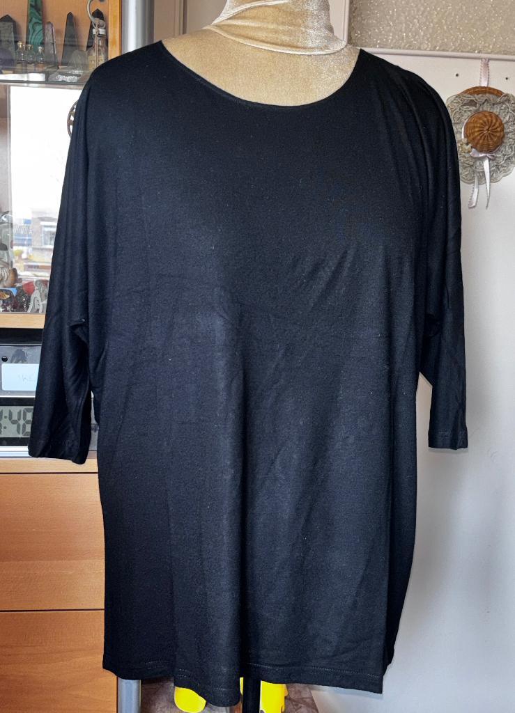Zwart jersey mix top met vleermuizen mouwen ca maat 46/48, Zwart, Maat 46/48 (XL) of groter, Ophalen of Verzenden, Lange mouw