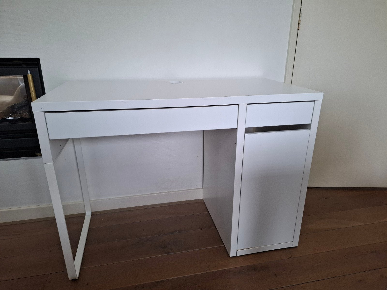 IKEA Micke Bureau Wit 105x50x75 met Lades en Kastje, Ophalen, 105 cm, Gebruikt, 50 cm