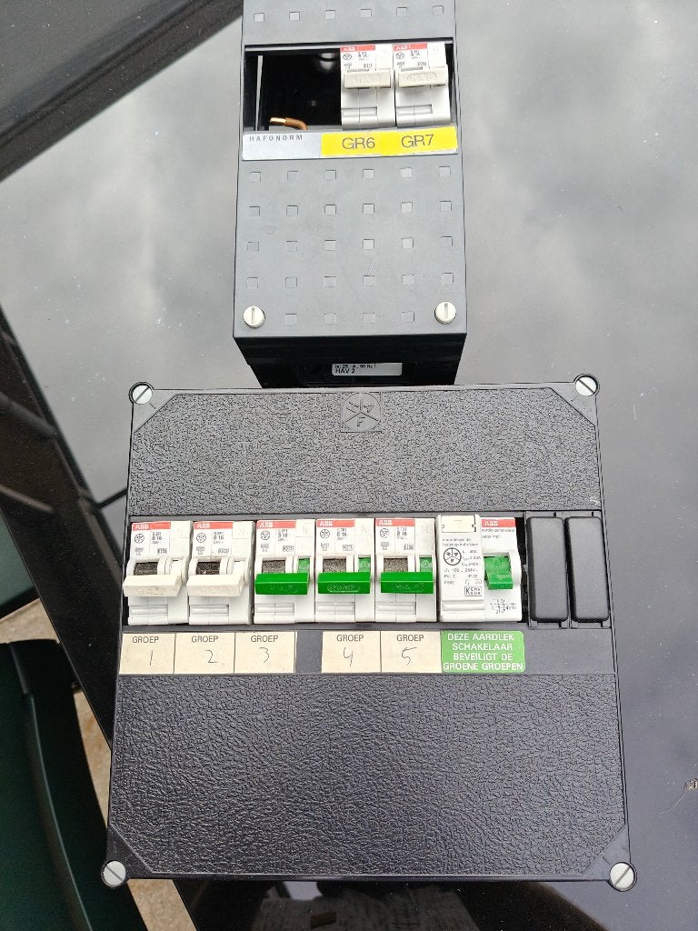 Groepenkast met aardlekschakelaar en automaten, Ophalen, Gebruikt, ABB, Groepenkast